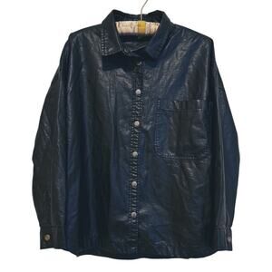 Cotton On Womens Utility Vegan Leather Oversized Shacket Medium Black Edgy Biker